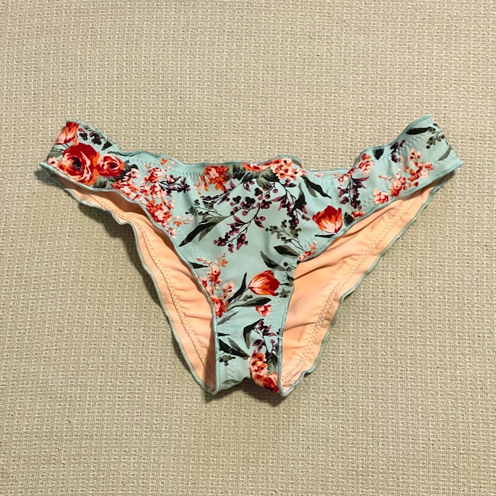 Light Blue Floral Cheeky Bikini Bottom